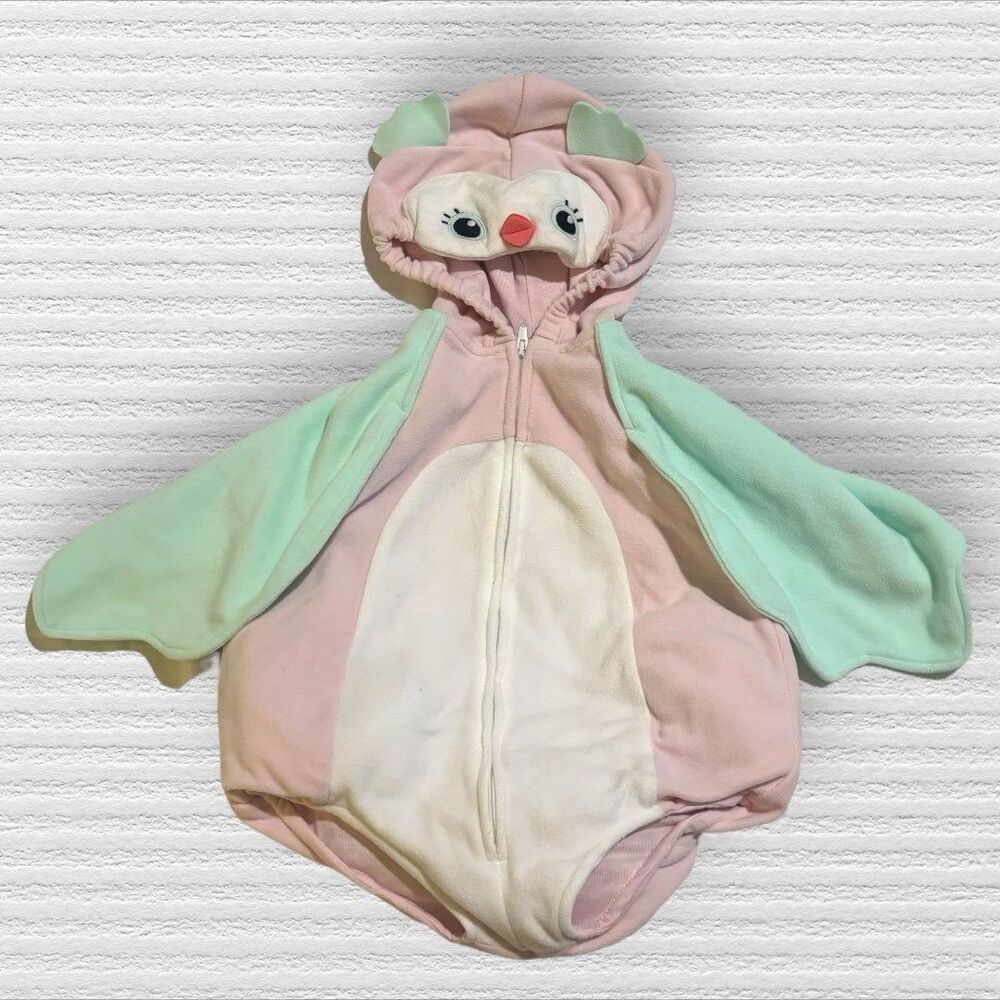 Carter’s Baby Owl Costume Size 18 Months Pink One Piece Hooded